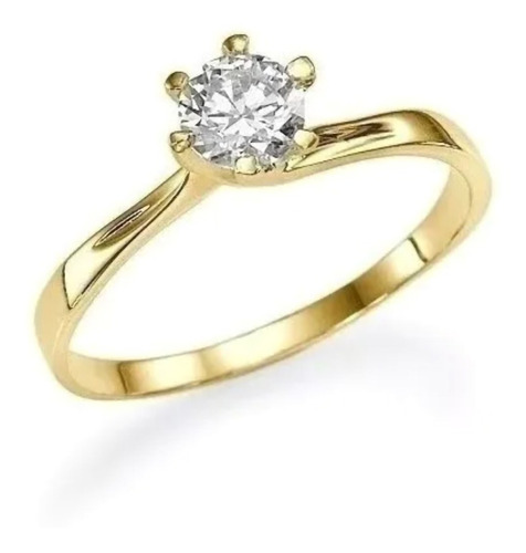 Anel Ouro 18k Noivado Solitário Casamento Diamante 15 Pontos