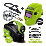 Soldadora Inverter Kroner 180 Amp-reales 220 V Premium + Kit Color Verde Frecuencia 50 Hz/60 Hz