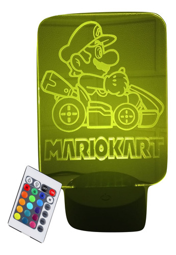 Lampara 3d Ilusio Mariokart Super Mario Bross Decoracio Niño