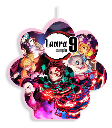 Vela De Cumpleaños Demon Slayer Kimetsu Personalizada Niñas