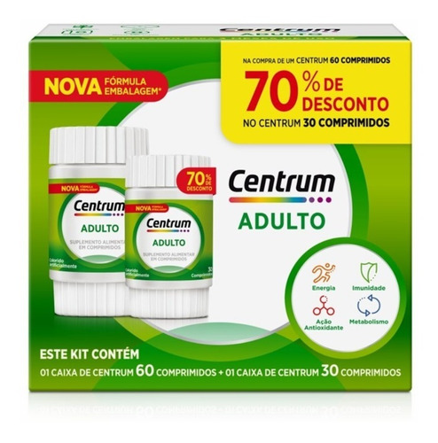 Kit Centrum Polivitamínicos Az Adulto 60 + 30 Comprimidos