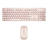 Teclado N520 Led Vintage Rosado  Bluetooth/2.4ghz