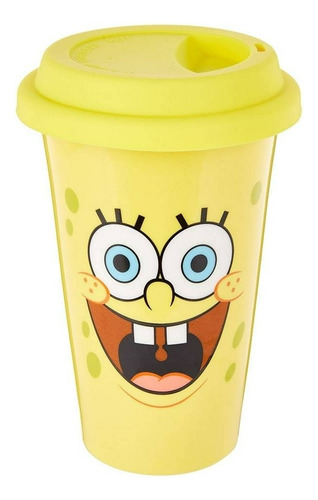 Tarro Cerámica Tapa Se Silicón Acrílico Personajes Vaso Color Bob Esponja Bob Esponja