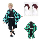 Kimetsu No Yaiba De Niño Cosplay Nezuko Kimono Traje+peluca