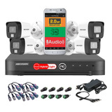 Kit Seguridad Hikvision Dvr + 4 Camaras 2mp Dual Light Audio