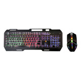 Kit Teclado Mouse Gamer Rgb Kt555 De Membrana Retroiluminado