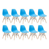 10  Cadeiras  Eames Jantar Cozinha Wood Dsw Eiffel Cores Cor Da Estrutura Da Cadeira Azul-céu