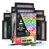 Set 96 Brush Pen Colores Dibujo Plumón Punta Pincel Arteza