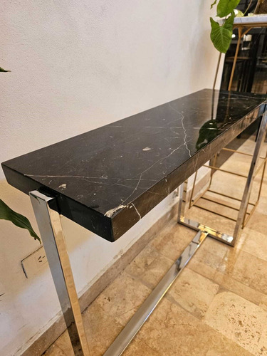 Recibidor 100x30cm Mármol Negro Marquina Base Cromo Sale