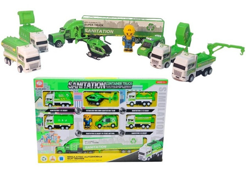 Set Camiones De Basura Helicóptero Muñeco Niños Regalo