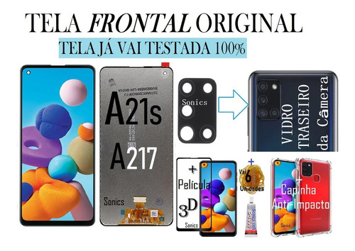 Tela Frontal Original A21s/a217+capin,+pelíc,3d+cola+vdr Cmr