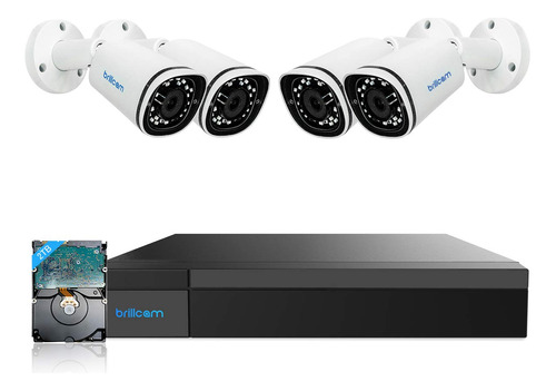 Brillcam Sistema De Camara De Seguridad Poe, Nvr De 8ch 5mp,