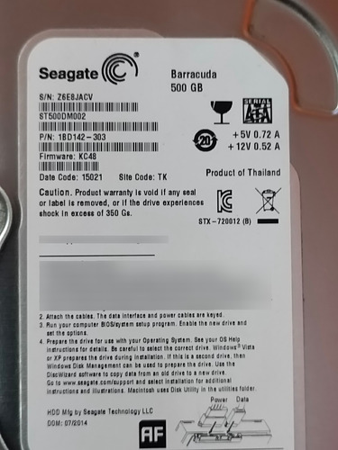 Disco Duro Interno Seagate Hdd St500dm002 500gb Plateado