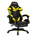 Cadeira Gamer Giratória Nsx Reclinável Estofado Cores Couro Cor Amarelo Material Do Estofamento Couro Sintético