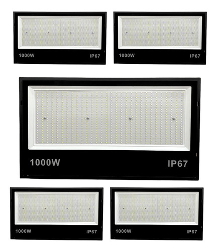 Kit 5 Refletor Ultra Led 1000w Holofote Bivolt Ip67 Branco