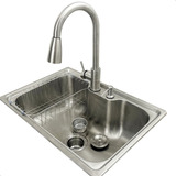 Cuba Inox 60x42 Com Torneira Flexivel Kit Pia Cozinha 5 Pçs