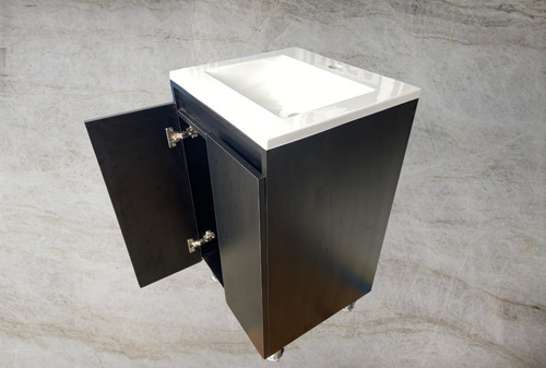 Mueble De Baño Lavabo Moderno 48 Cm Negro Tocador Blanco