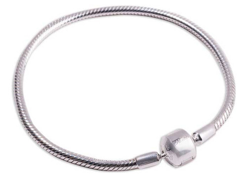 Brazalete Flexible Spirit Broche Barril De Plata 925 Ss Color Plateado Largo 19.5 Cm