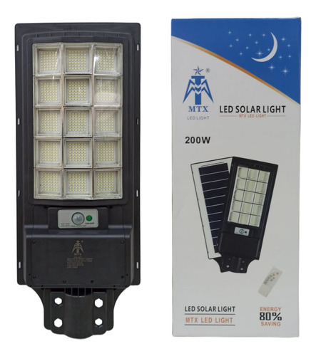 Luminária Pública Solar Para Poste Led 200w 6500k Com Sensor