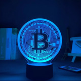 Luminária Led Cripto Moeda Bitcoin - 3d Abajur Decorativo