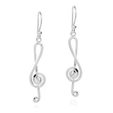 Melody Musical Treble Clef Notes.925 Sterling Silver Dangle 