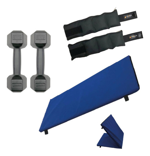 Kit Set Colchoneta 2 Mancuernas Tobilleras 2 Kg Fitnesas