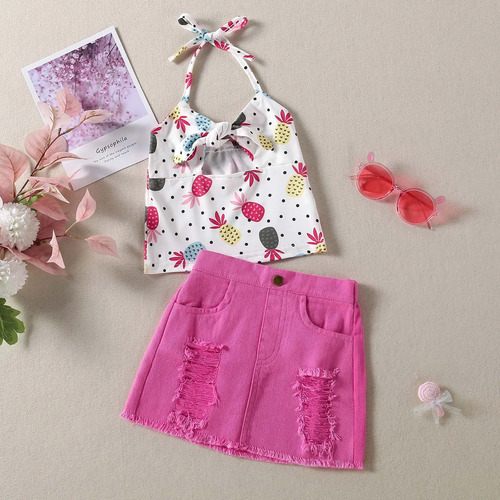 Vestido De Verano Para Niña Pequeña Sin Mangas Con Fruta