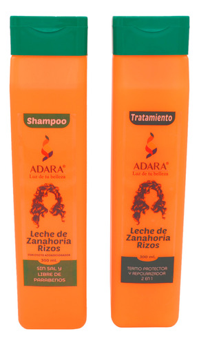Tratamiento Y Shampoo Leche Zanahoria Para Rizos 300ml Adara