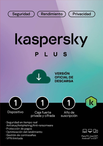 Kaspersky Plus 1 Disp 1 Cuenta Kpm 1 Año Internet Security