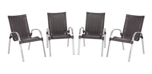 Jogo Com 4 Cadeiras De Piscina Em Aluminio E Fibra Colombia