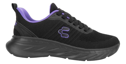 Tenis Para Correr Charly 8001 Negro Con Morado Para Mujer