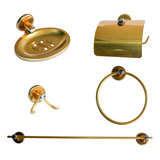 Kit Acessórios P/ Banheiro Aço Inox 5 Peças Dourado