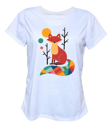 Blusa Playera Grande Mujer Zorro Cola Colores Arte Abstracto