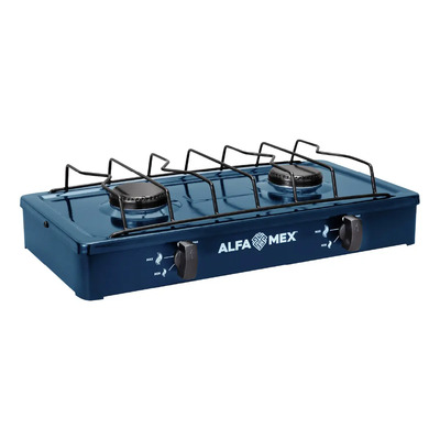 Alfamex - Parrilla A Gas Lp 2 Quemadores Porcelanizado Negro Azul | Envío gratis