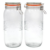 Set 2 Frascos Vidrio Con Tapa Hermética Mason Jar 2l Nv-1045