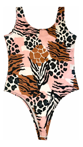 Body Suit Malla Enteriza Estampada Animal Print De Mujer