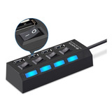 Hub Usb 2.0 4 Puertos Switch Individual Luz Led Indicadora