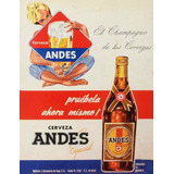 Carteles Antiguos Chapa Gruesa 60x40cm Cerveza Andes Dr-219