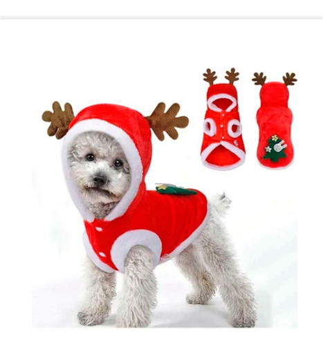 Roupa Pet C/touca Rena Natalina Cachorro Desenho Costa Natal