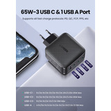 Carregador Gan 65w 5a 4 Portas Usb-c Pd Mac iPad Ugreen