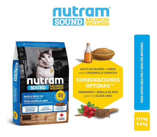 Alimento Nutram S5 Balanced Wellness Para Gatos Senior 5.4kg