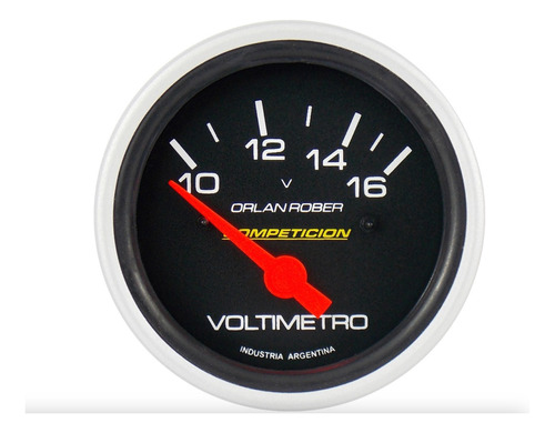 Reloj Voltimetro Competición Negro 60mm Orlan Rober 12 Volts