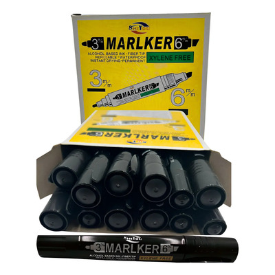 12 Marcador Plumon Permanente Negro Doble Punta Mayoreo | MercadoLibre