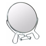 Espelho De Mesa 8'' Dupla Face Com Aumento Giratório Moldura Prata