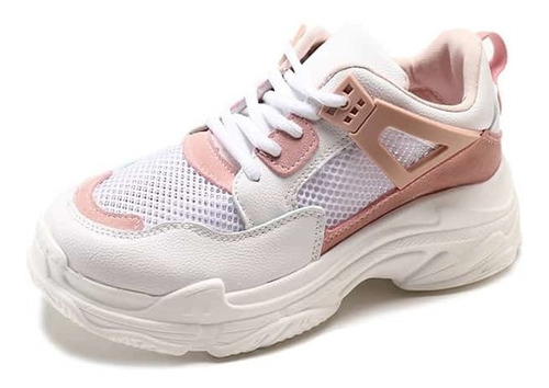 Zapatillas Chunky Blancas Y Rosa Con Soporte Shein