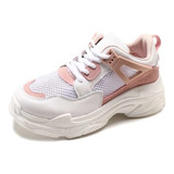 Zapatillas Chunky Blancas Y Rosa Con Soporte Shein