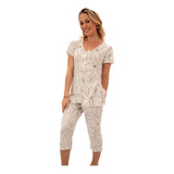 Pijama Verano Abotonado Capri M/c Flores 4799 Poema Mujer