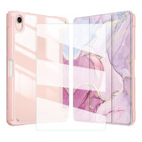 Mica + Funda Para iPad 10th 10a Gen 10.9 Smart Marmol Rosa