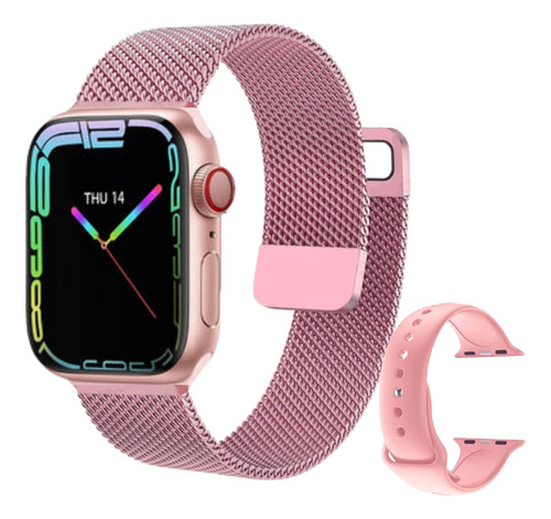 Smart Watch Feminino Rose 2 Pulseiras Serie 9 Pagamento Nfc 