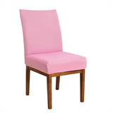 Kit 6 Capas Cadeira Jantar Elastex Luxo Decoração Elegante Cor Rosa Desenho Do Tecido Liso